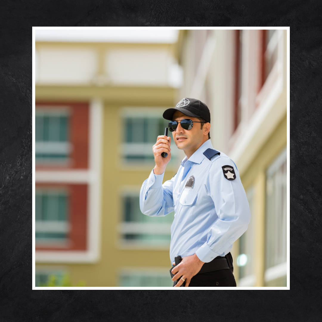 Security Officer Holding a Radio